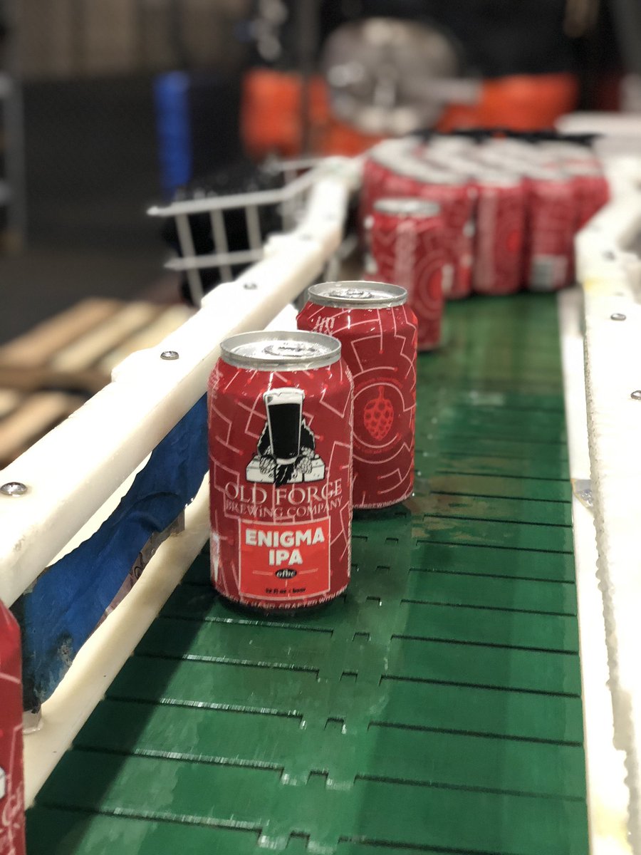 OldForgeBrew's tweet photo. Fun day @OldForgeBrew canning Enigma IPA!  New can and style for fall! #CraftBeer #PABeer https://t.co/czXkm66Fal