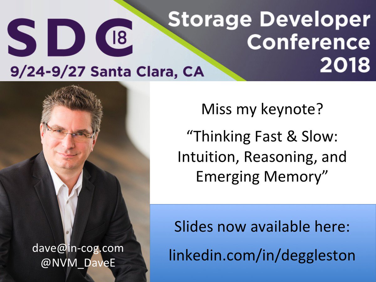 My <a href="/SNIA/">SNIA</a> SDC 2018 keynote slides on Emerging NVM and AI now available (media section): linkedin.com/in/deggleston/ Includes <a href="/IBM/">IBM</a> using <a href="/EverspinTech/">Everspin Technologies</a> MRAM in Flash Core, <a href="/intel/">Intel</a> Optane DIMMs, <a href="/crossbarinc/">Crossbar</a> RRAM, and <a href="/MythicInc/">Mythic Inc.</a> eNVM AI! <a href="/SNIASDC/">SNIA Developer Conference</a>