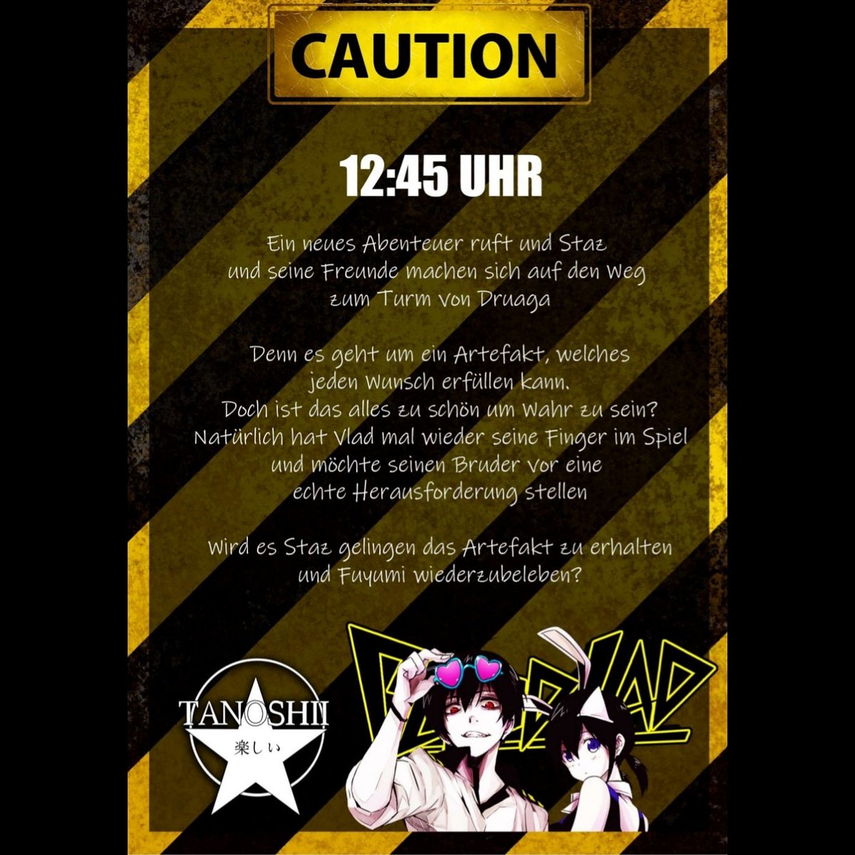 Achtung!

Nicht vergessen - Samstag 12:45 auf der @BiMaCo_eV !!! 

#bimaco #tanoshii #bloodlad