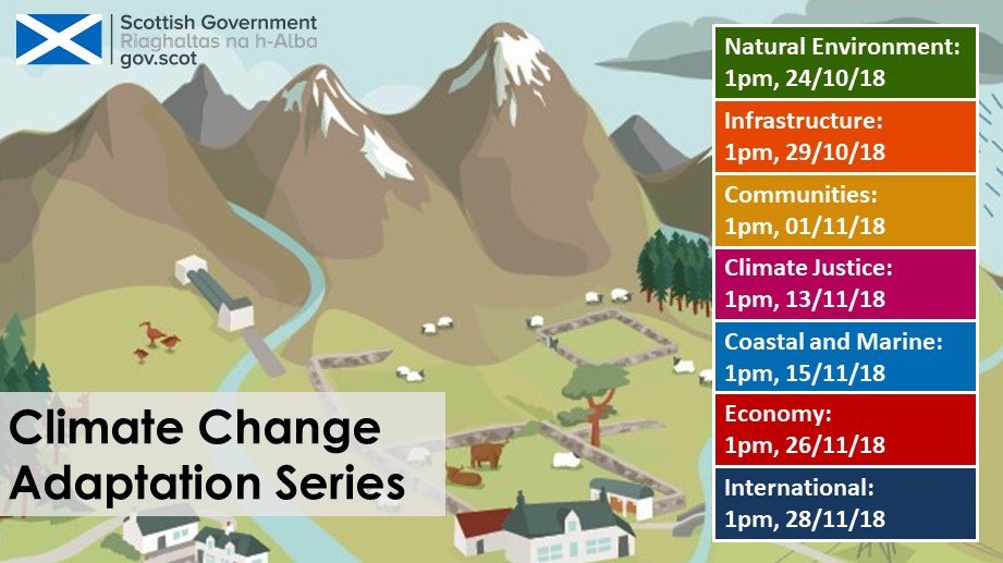 ScotGovClimate's tweet photo. .@ScotGov is developing Scotland’s 2nd #ClimateChangeAdaptation Programme &amp; we want your input. Join us on twitter to explore your priorities for adapting to #ClimateChange. Please retweet &amp; help spread the word, &amp; follow @ScotGovClimate for further info. #Adaptation. https://t.co/dFRIzf1txr