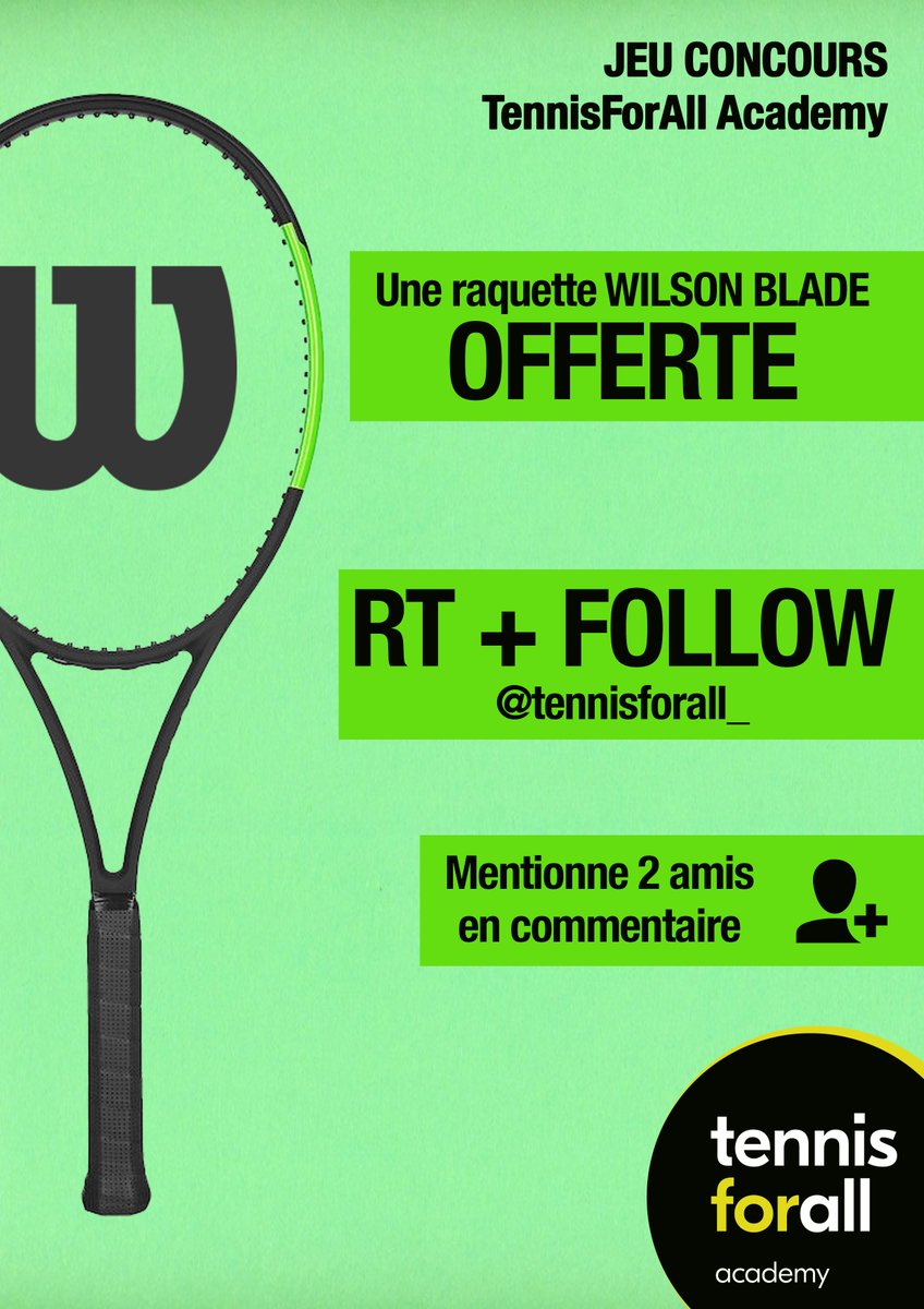 tennisforall_'s tweet photo. JEU CONCOURS T4A !!!! Pour participer rien de plus simple, il suffit de suivre le compte @tennisforall_ RT et mentionner 2 de vos amis en commentaire 😀🎾 #Tennis #T4A #JeuConcours #Wilson #Raquette #Follow #Sport #Cadeau https://t.co/I5DU8GrCAy