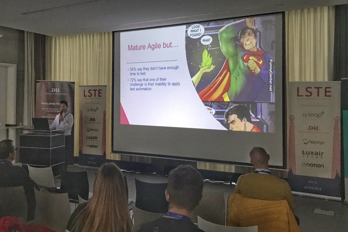 chrissbaumann's tweet photo. #LSTE just started with @_SylvainPerez_ #softwaretesting #luxembourg #qleap @qleap_sa https://t.co/KxYpbtWEpy