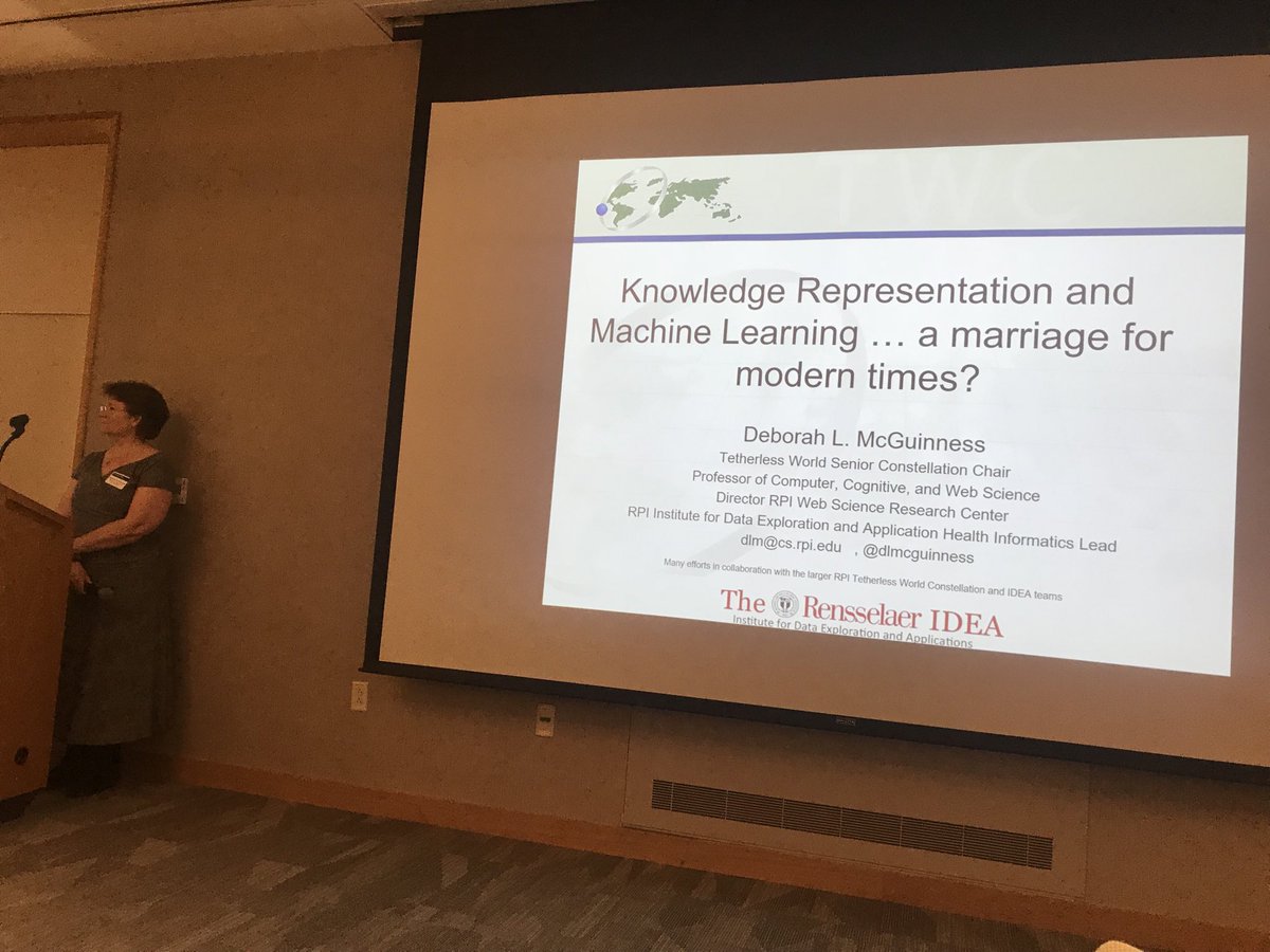 dlmcguinness's tweet image. Enjoying the #IBM #MachineLearning meets #knowledgerepresentation workshop. I spoke about how kr can provide context and enhance learning #twcrpi #RPi