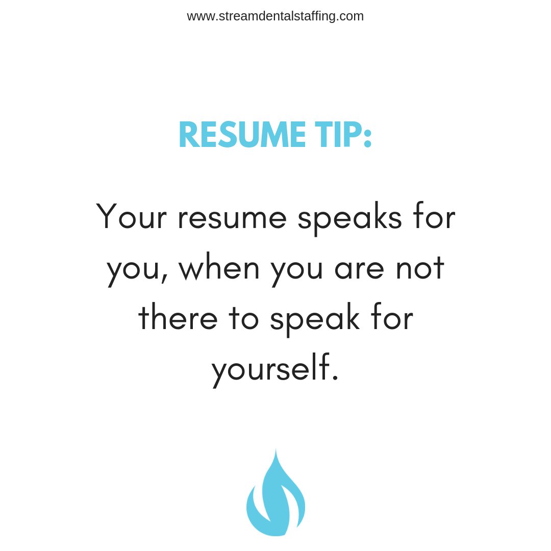 Your resume is your primary marketing tool and it speaks volumes about you, whether you want it to or not.  Make sure to highlight your skills, education, job duties &amp; responsibilities. These are things employers want to know. Your resume speaks for you when you can't. 💻