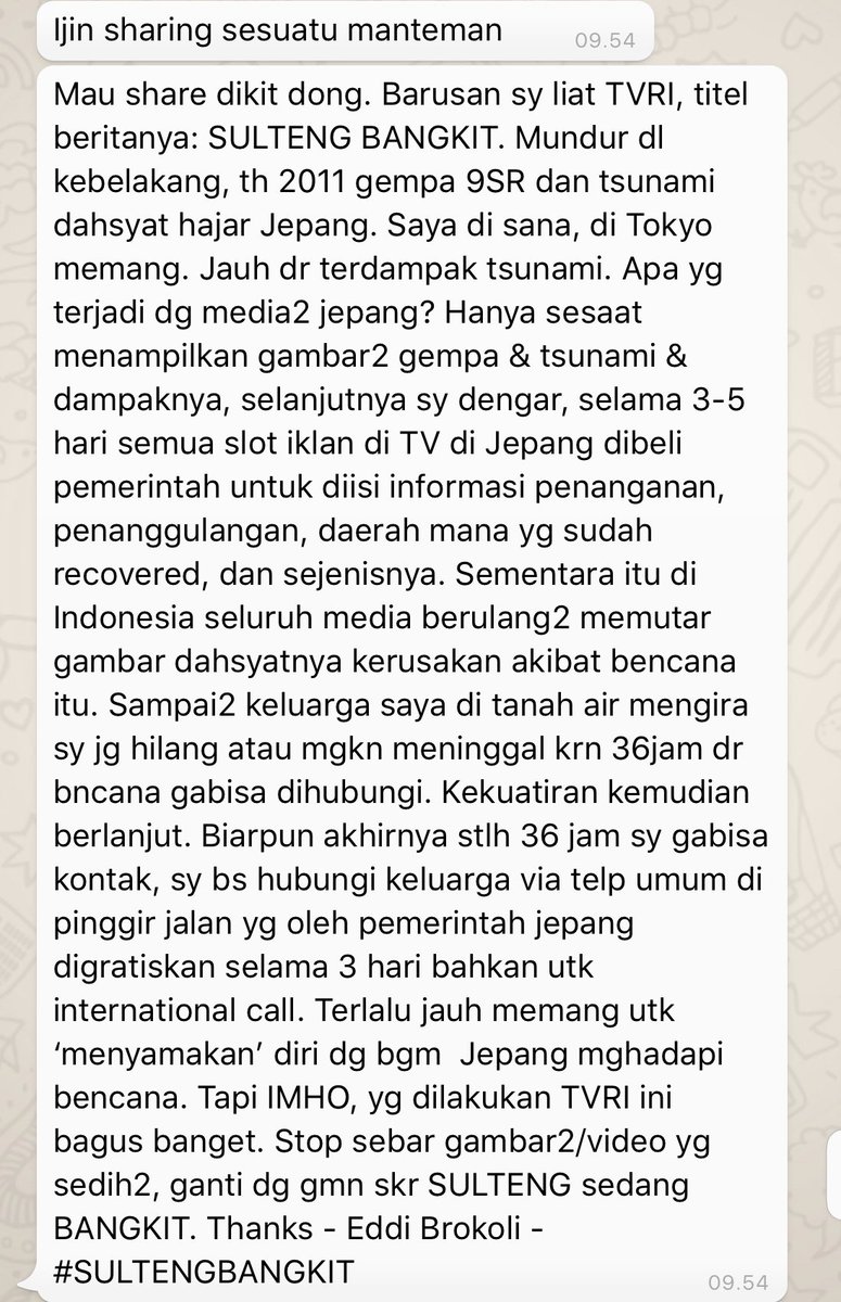 shitlicious's tweet photo. Dapet dari Kang Eddi Brokoli di WA. Bener juga yha~
Membangun harapan, lebih baik dibanding meratapi kehancuran.. https://t.co/VoaI9Kj2xn