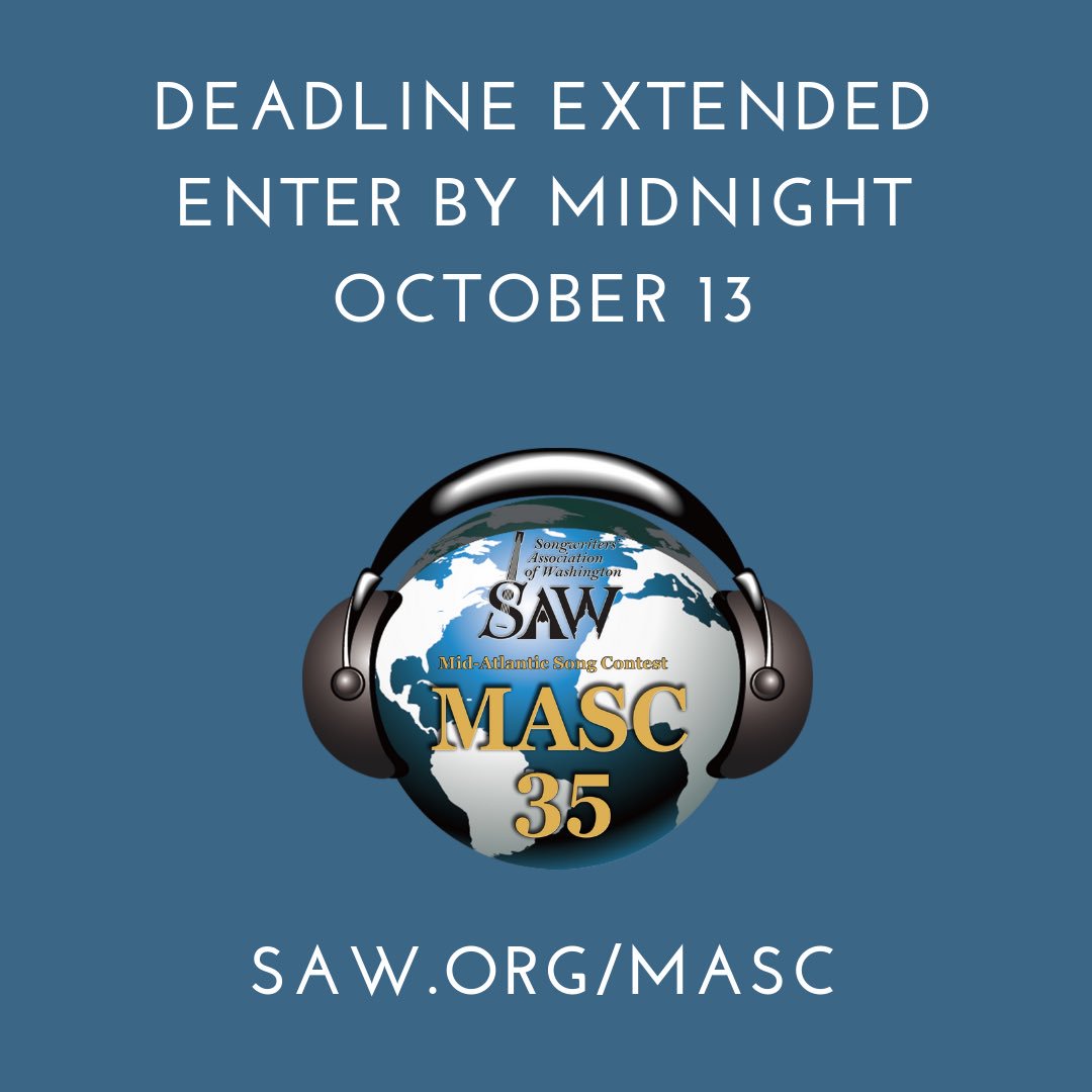 TheWorkshopDC's tweet photo. Enter to Win 35th Annual @SAW_DC Mid-Atlantic Song Contest Deadline 10/13! https://t.co/PaOaMDeyox for rules, categories, and past winners! #contest #songwriter #songwriting #sawmasc #InItToWinIt @wcp @WaPoExpress https://t.co/lo5KImPFQ3