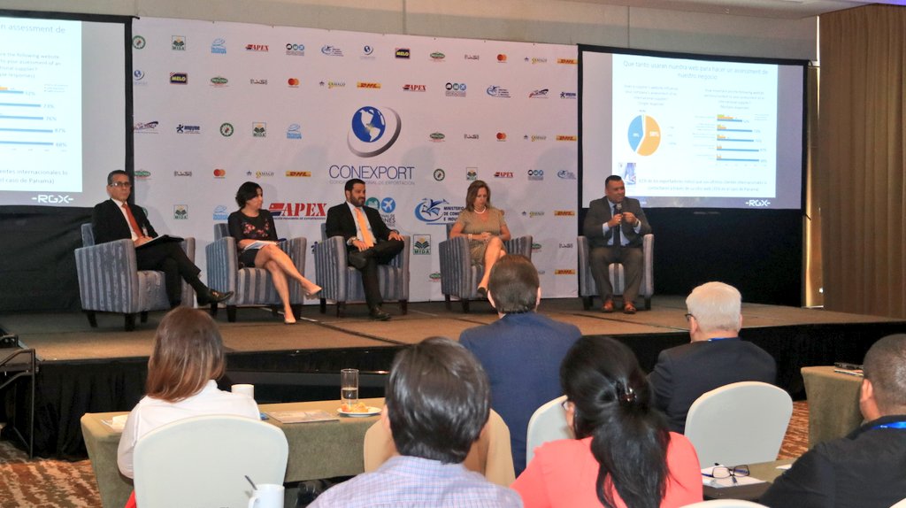 MICIPMA's tweet photo. El Foro Desafío de las Exportaciones Panameñas, reúne tanto al Sector Logístico, de Marcas y Tecnológico, para dar conocer a las empresas los retos que enfrentan en el mercado de las exportaciones #CONEXPORT2018 https://t.co/xMaCMxUYoL