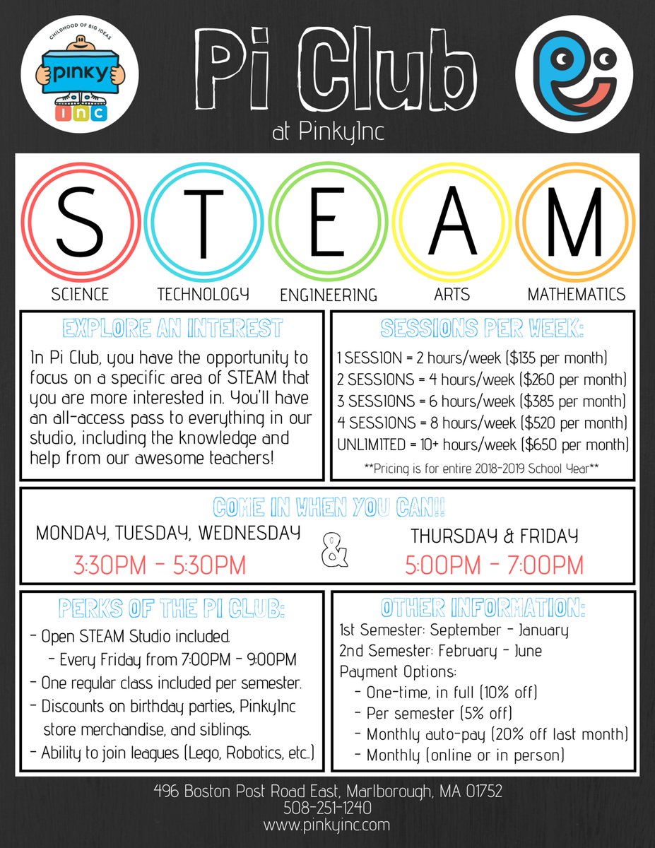 PinkyIncubator's tweet photo. Thursday Spotlight: PI CLUB

Not sure what program to choose from? Have an interest in a variety of STEAM areas? Want to take part in a larger, student-driven project?

If YES to any of the above, Pi Club might be an interesting opportunity!!

#STEM #STEAM #ProgramsForKids #PBL https://t.co/J9Zn5LyPwE
