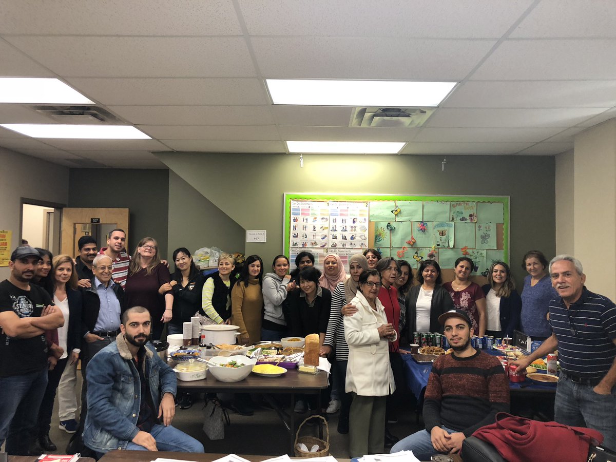 HicklingAM's tweet photo. Alliston @learningcentres Thanksgiving Potluck. Sharing customs and food from around the world. Thankful to be part of this amazing community! #thanksgiving #community #iamstuffed @SCDSB_Schools https://t.co/hVhq63RjQq