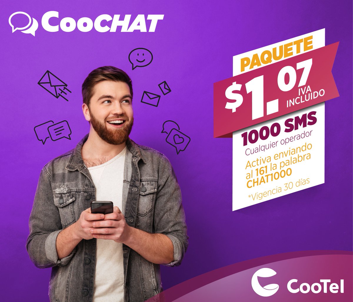 CooTelNi's tweet photo. #CooCHAT en tu móvil CooTel, activalo enviando 
CHAT10000 al 161😉 https://t.co/TbaNbvwvWt