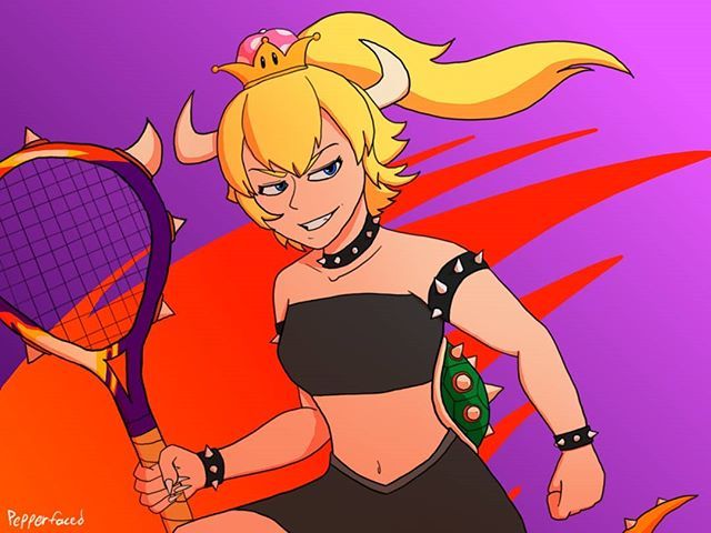 pepperfaced's tweet photo. Mario Tennis Bowsette! I'm really just adding fuel to the flame at this point... #bowsette #digitalartist #fanart #mariotennis #pepperfaced https://t.co/dxDYwDk1FK