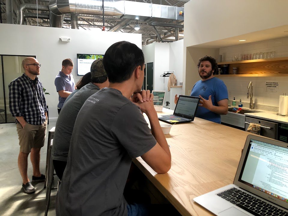 TrifectaEco's tweet photo. These @drive_nhv members were eager to hear more about #WeeklyHarvest from our CMO @kieroniusrex - we're so excited to share our fresh, locally grown food with #NewHaven! Learn more: https://t.co/7BySAlpyXE https://t.co/JrFyXCvjzY