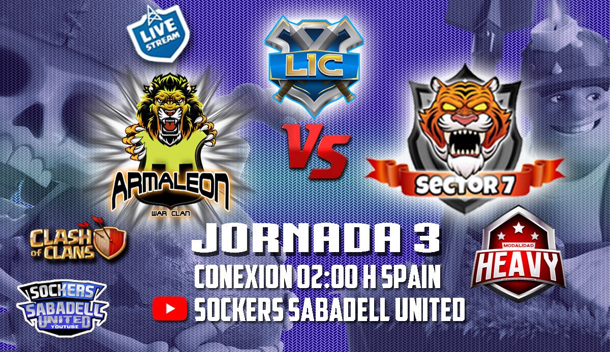 Volvemos de nuevo con la <a href="/LICCOC/">LIC</a> 
Hoy jornada doble 😍
Mas de 4h de stream 😱😱🎊🎊🎊
En mi canal: youtube.com/channel/UCfgXf…

Empezaremos a la 00:00 h Spain, con OMERTA 🆚 DEMONS OF WAR
Finaliza y paron de 5 min y volvemos con 
<a href="/Sector7clash/">Sector 7</a> 🆚 <a href="/CLAN_ARMALEON/">CLAN ARMALEON</a>
🔁 Rt please