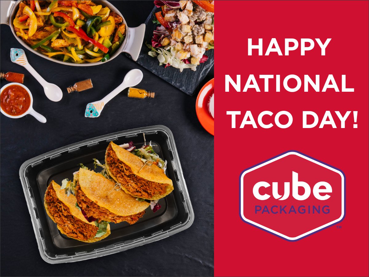 CubePackaging's tweet photo. Soft or hard shell, today is THE day for tacos and CuBE's 28oz and 38oz container will deliver yours perfectly! https://t.co/fur9cWIQAz
#NationalTacoDay #tacoday2018 #container #carryout #cubepackaging https://t.co/LIWoALaw9Z