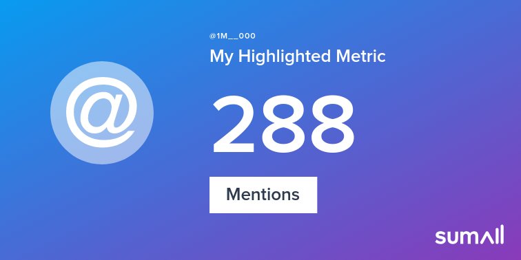 My week on Twitter 🎉: 288 Mentions, 3 New Followers. See yours with sumall.com/performancetwe…