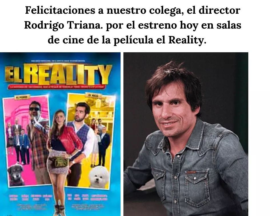 DirectoresDASC's tweet photo. #NoticiasDASC Felicitaciones a nuestro colega, el director Rodrigo Triana. por el estreno hoy en salas de cine de la película el Reality.      

#SomosDirectores
#DerechosdeAutor
#CineColombiano 
#LeyPepeSanchez https://t.co/qaT9iA4EoP