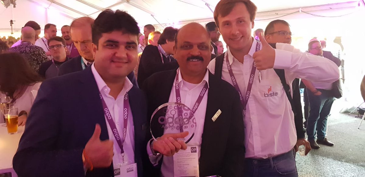 BistaSolutions1's tweet photo. Bista team celebrating! #bestodoopartner #Odoo #OdooExperience #bistasolutions #proudwinner #gratitude https://t.co/Tf7n0bEbs0