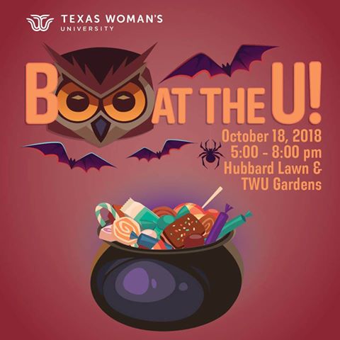 10/18/18: <a href="/TWUStudentU/">TWU Student Union</a> hosts community-wide family event, “Boo at the U!" Celebrate #Halloween w/ children of the #Denton community &amp; beyond. Costumes highly encouraged! Also encourage U 2 donate 1 canned good per person 2 support TWU Food Pantry. RSVP: bit.ly/2OUavTT