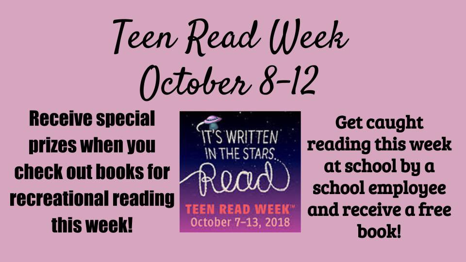 OFHSLibrary's tweet image. Next week, get caught reading by an OF employee and receive a free book!  Check out books next week and receive prizes!  OFHS loves to read!  #whatwedo #TRW18 #ofpride