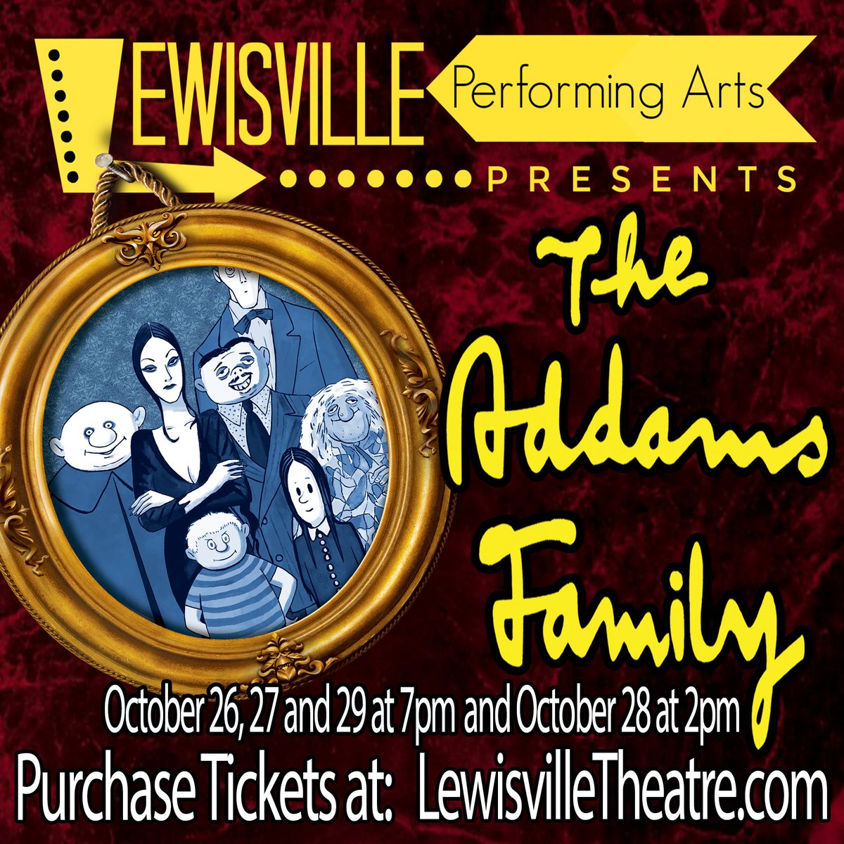 Tickets are on sale now!!!!! Go get your seat to see this show! #LTGetsSpooky #AddamsFamilyMusical lewisvilletheatre.com