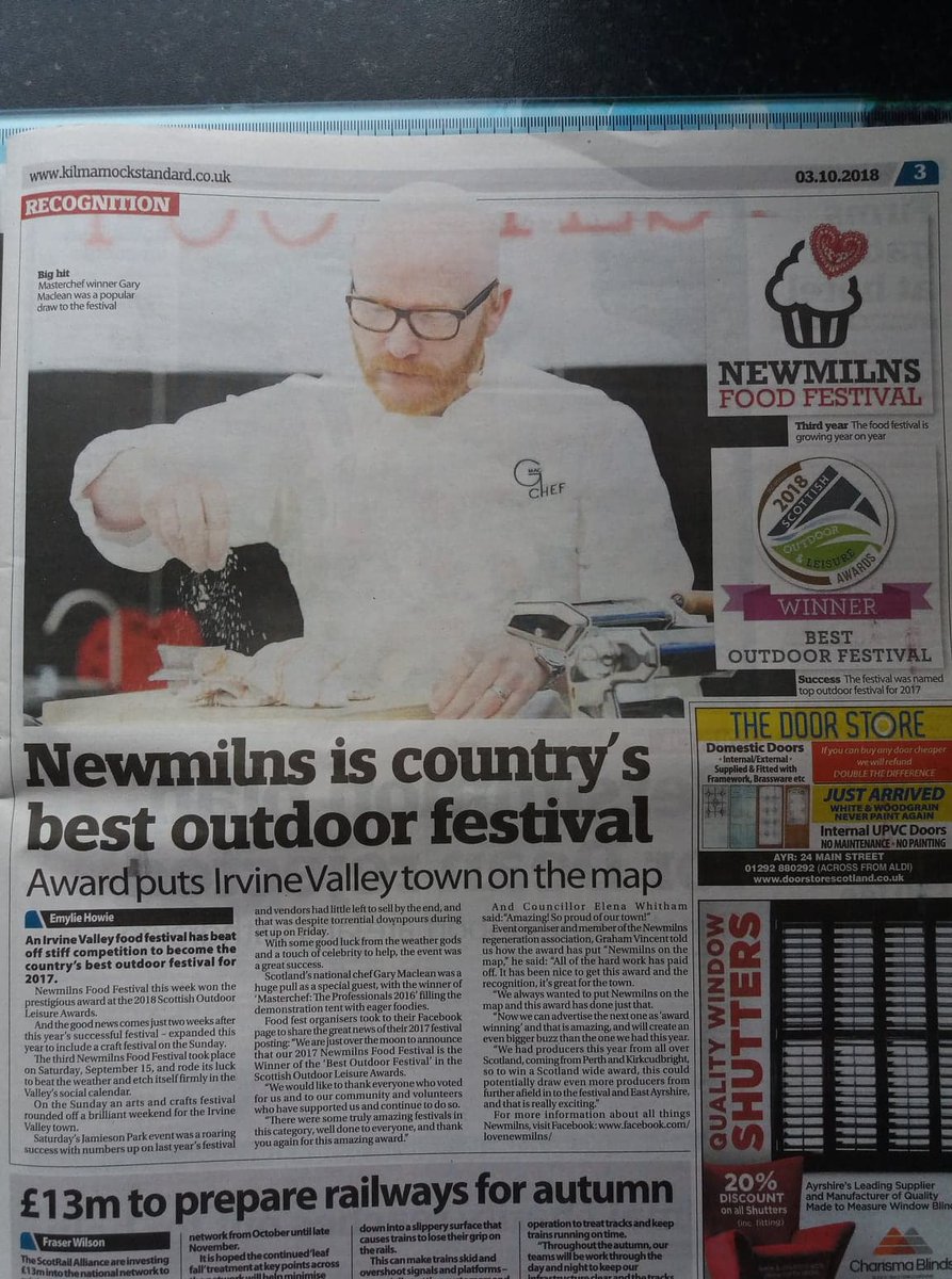 Thank you to <a href="/KillieStandard/">Kilmarnock Standard</a> for their great coverage on our award for 'Best Outdoor Festival' in the Scottish Outdoor Leisure Awards! <a href="/SOLAwards/">SOLA</a> ❤️