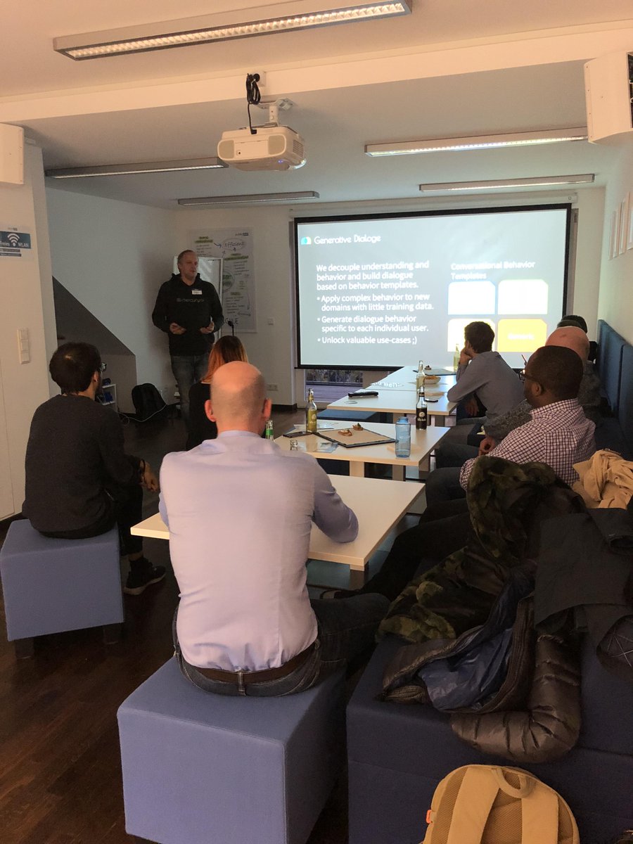 Stefan Trockel von  <a href="/mercurybots/">Mercury.ai</a> ist heute zu Gast beim Düsseldorfer Chatbot #Meetup, diesmal mit dem Thema  "Intelligentes #Dialogverhalten als Schlüssel für den #Chatbot Einsatz in wertvollen Business Cases“.
#AI #KI #eGov #GovBot