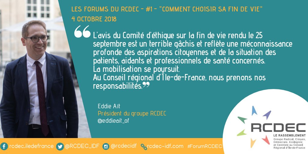 eco_pro_IDF's tweet photo. .@eddieait_of ouvre le #ForumRCDEC en rappelant l'avis récent du #CCNE sur le #DroitdeMourirdanslaDignité. Le groupe #RCDEC, en responsabilité, poursuit sa mobilisation
@JeanLucRomero #MaMortMappartient #FindeVie https://t.co/PXZcmI2Lqb