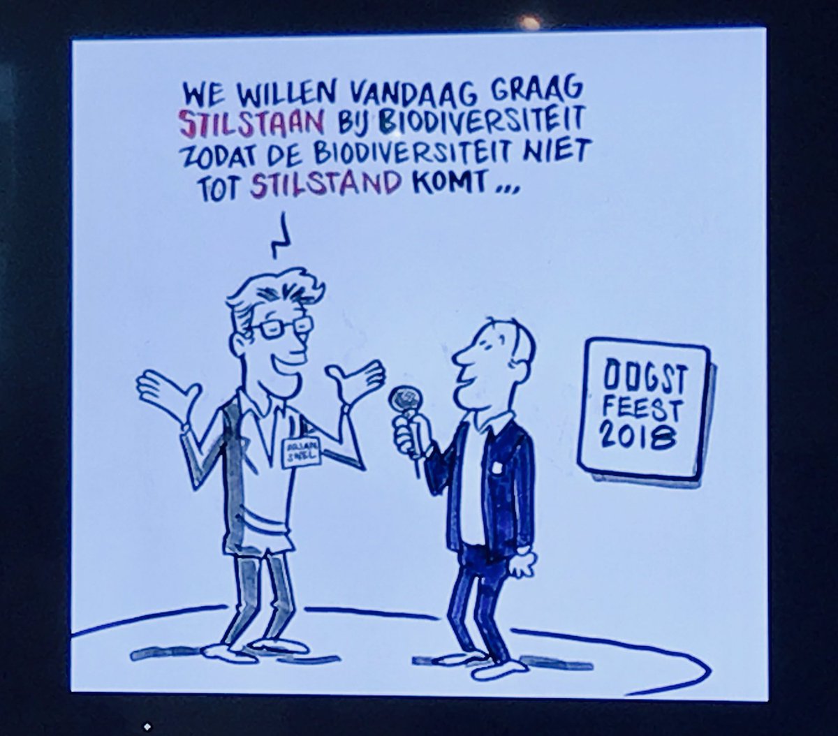 mveldhuis76's tweet photo. Hoe Gertjan Kleijne als #cartoonist tegen het #oogsfeest 2018 met thema #biodiversiteit aankeek. Een serieuze zaak, maar humor is altijd goed😁👍🏻 #lol @Kloink @staatsbosbeheer @glk @Natuurmonument @GelderseNMF @IVNGelderland @SLGelderland https://t.co/nIRdAEHqIy