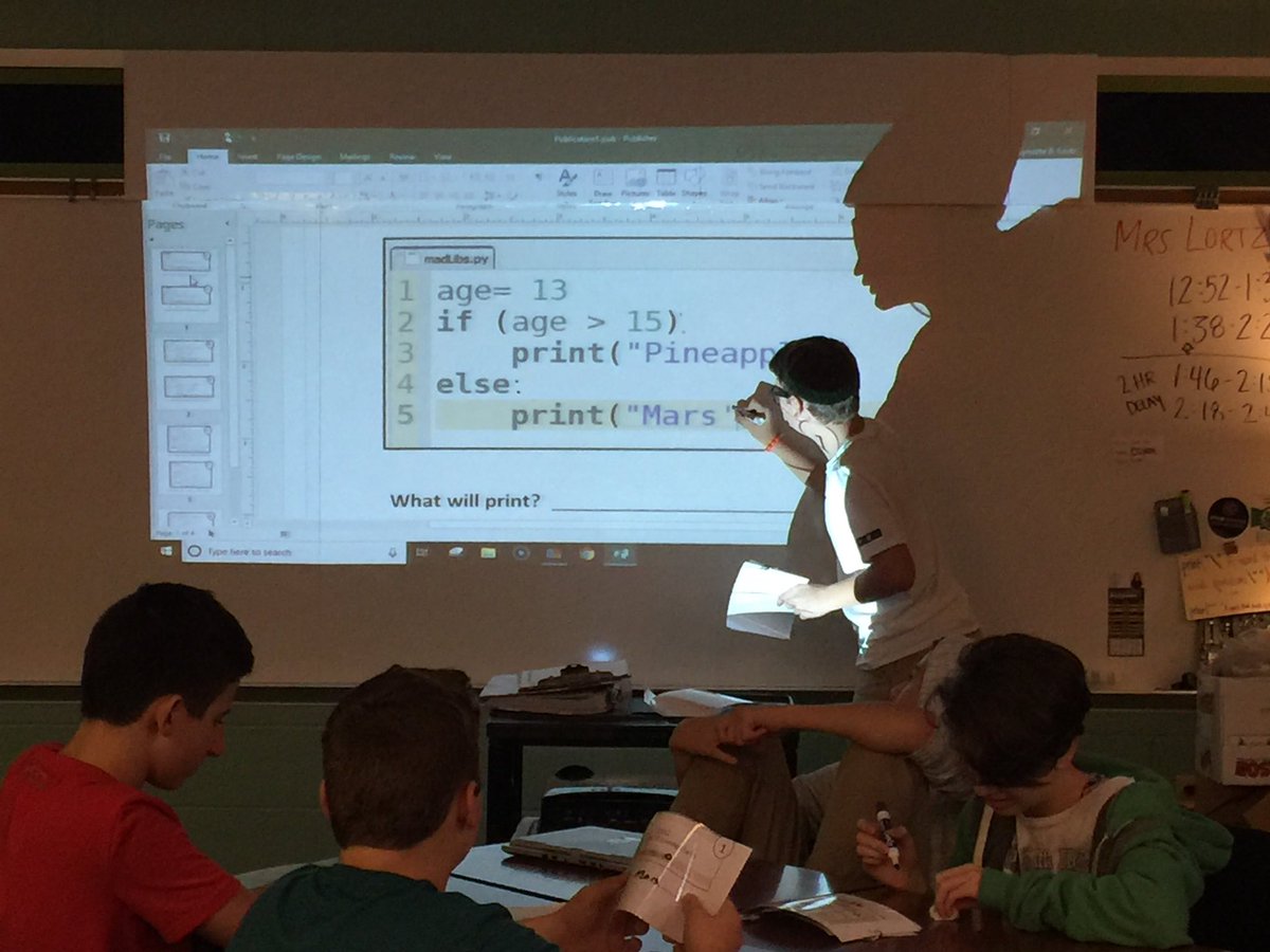 8th grade Python students warm up before class with a debugging activity - then show their discoveries. #FutureOfWork #CreativeComputing #CreatingProblemSolvers @CSforALL @sfCompSci @klockette @MsDeichlerSF @kevinsmaurer