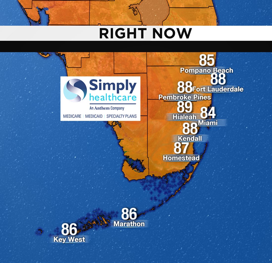 It's 2PM, here are south Florida's current temperatures. #BROWARD #MIAMIDADE #FLKEYS Presented by Simply Healthcare https://t.co/Wkhc9DKLFI