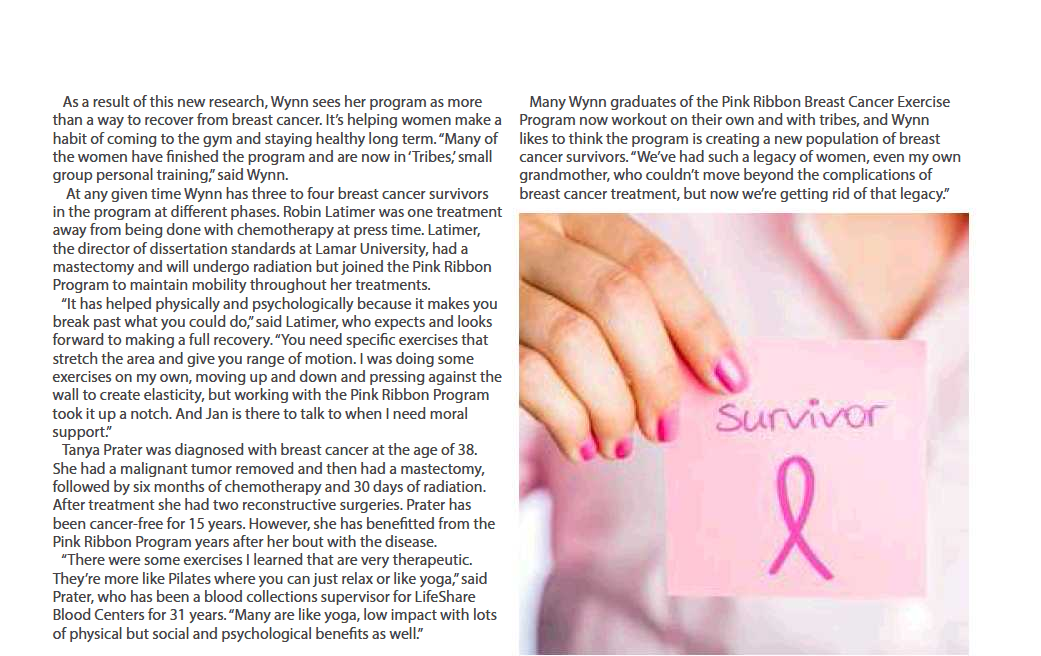 CHRISTUSHWC's tweet photo. Read our article in this month's VIP Magazine our Pink Ribbon post-operative workout program for breast cancer patients https://t.co/o9rWAWYfGW https://t.co/Wp3h4MnreQ