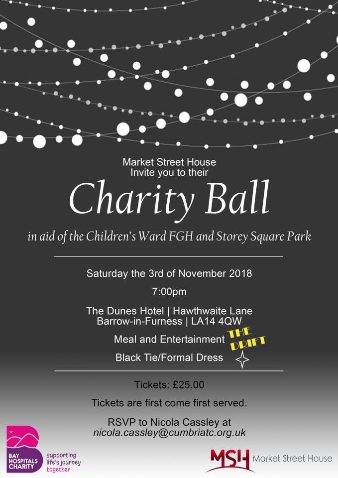 southlakeslets's tweet photo. ** Annual Charity Ball **
Market Street House and South Lakes Lettings are holding our annual Charity Ball in aid of FGH Children’s Ward and Storey Street Park in Dalton. Tickets are now on sale via @bayhospitals Pls RT @UHMBT @SueSmithDN @FghTheatres @jmbayliff @aaroncumminsNHS https://t.co/WsS3Alk7n5