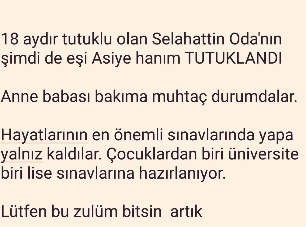 necektinbeusak's tweet photo. ❌Zulmün merkezi yine UŞAK❌

❎18 aydır tutuklu Selahattin Oda'nın eşi Asiye Oda TUTUKLANDI

❎Geride bakıma muhtaç anne baba kaldı 

#HayattanDeğilHapistenTahliye istiyoruz

@Nesrinnas https://t.co/U2xlyKyvax
