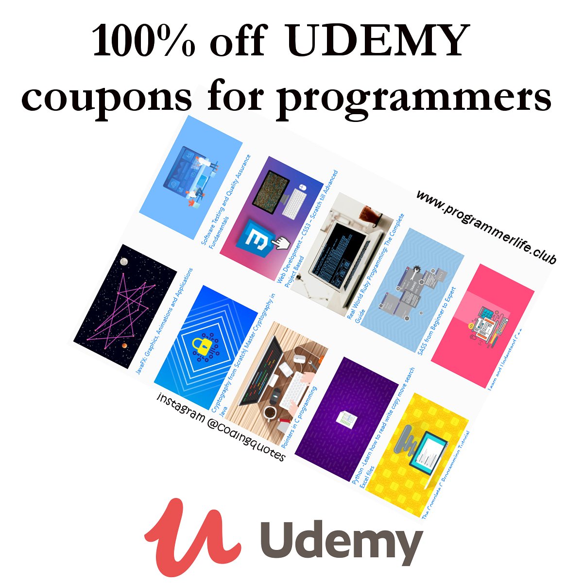 coding_quotes's tweet photo. Was $$$ now FREE using the coupon attached in url, go to https://t.co/vpGzyCZgT5

#programmer #developer #javascript #webdev #html #css #java #javascript #python #php #udemy #udemycoupon https://t.co/VSn45un0Ly