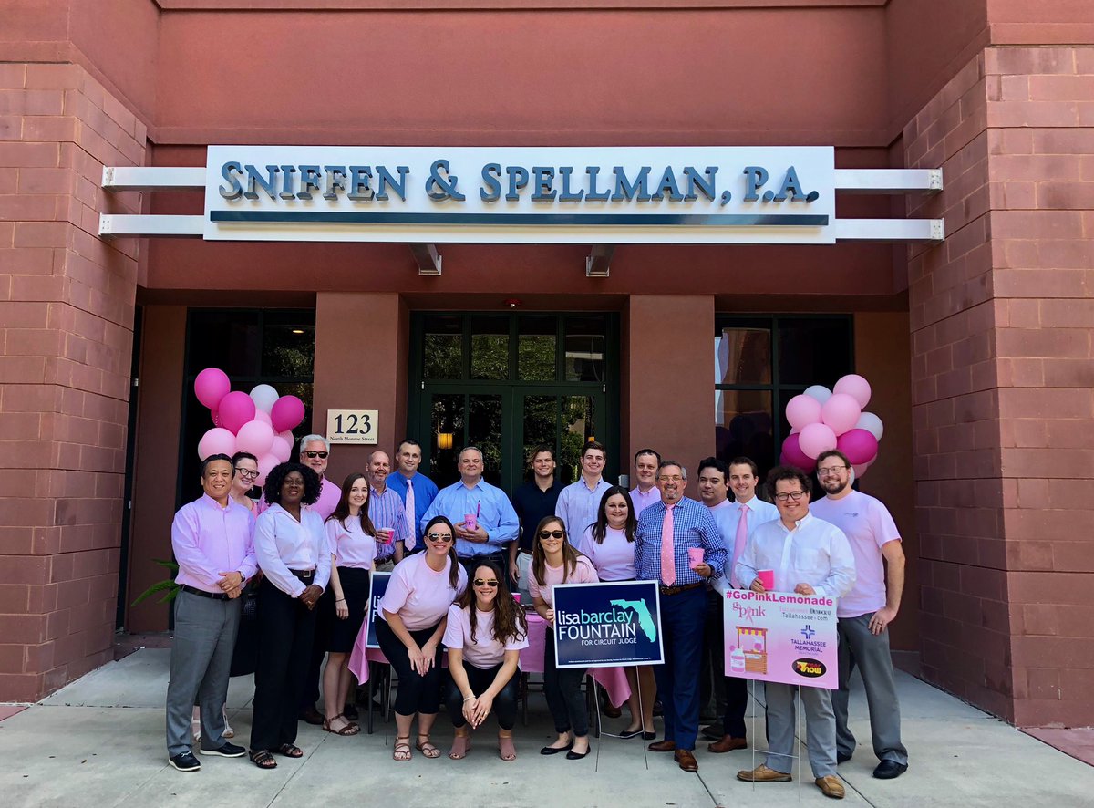 Fountain4Judge's tweet photo. @Sniffenlaw’s Go Pink 2018 Lemonade Stand!! Thanks for all those who dropped by and donated, including my sweet dad!! #Lisa4Judge #Vote4Lisa https://t.co/44ZEqTFgLi
