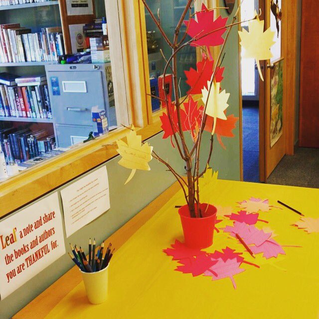 The theme this month is “gratitude”. In sticking with that theme, we have a 'thankful tree' in the library. Students are to record the title of a book they are thankful for. #rsgc #gratitude
