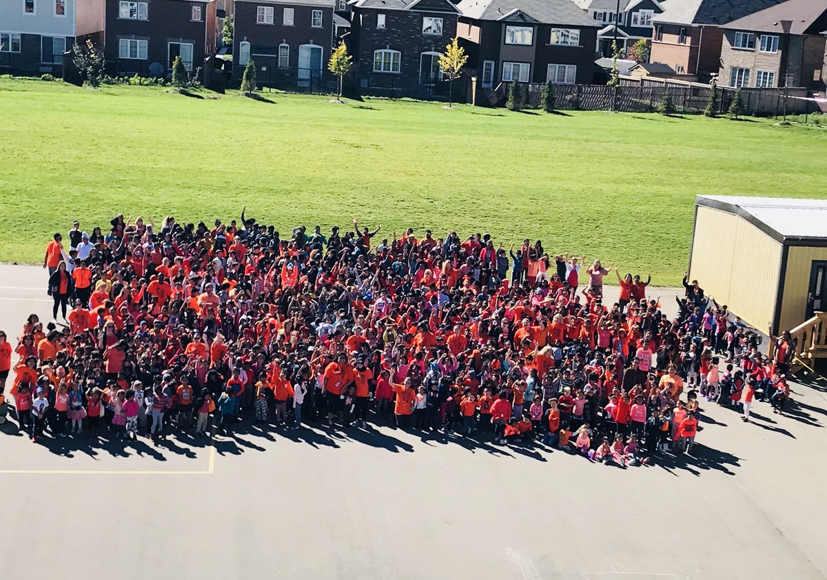 A sea of orange Trailblazers @TribuneDrive.   Acknowledging and learning the truth of the #TRC and ready to take on the #CallsToAction towards reconciliation.  #EveryChildMatters @PeelSchools