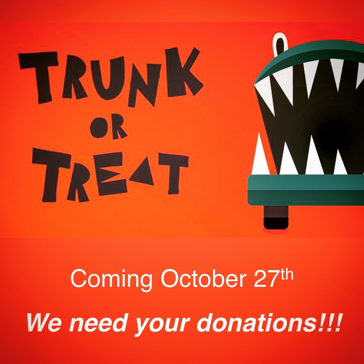Greetings CPC, Trunk or Treat is almost here & we need your donations! Stop by the Atrium this Sunday to find out more. This is the biggest community outreach we do each year. Help us make it a great night for all! #cpcgoodyear #ecochurch #trunkortreat #goodyearaz #phoenixchurch
