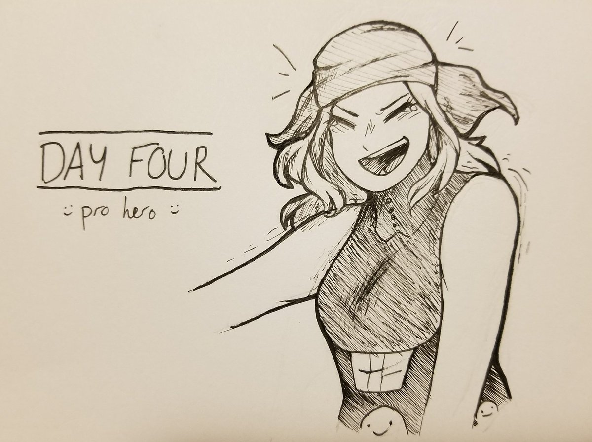 ☀️ day four: pro hero ☀️
#bnhainktober2018 #inktober2018

not much to say about this one, i like ms. joke tho shes pretty cool