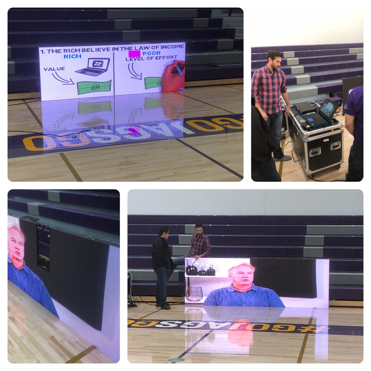 TroxellAdam's tweet photo. Beautiful video wall demo at San Jose City College. Can’t wait to see this thing hanging on the wall in their gym. Go Jags! #Troxelldoeslighting https://t.co/qQ7wS4nLvB
