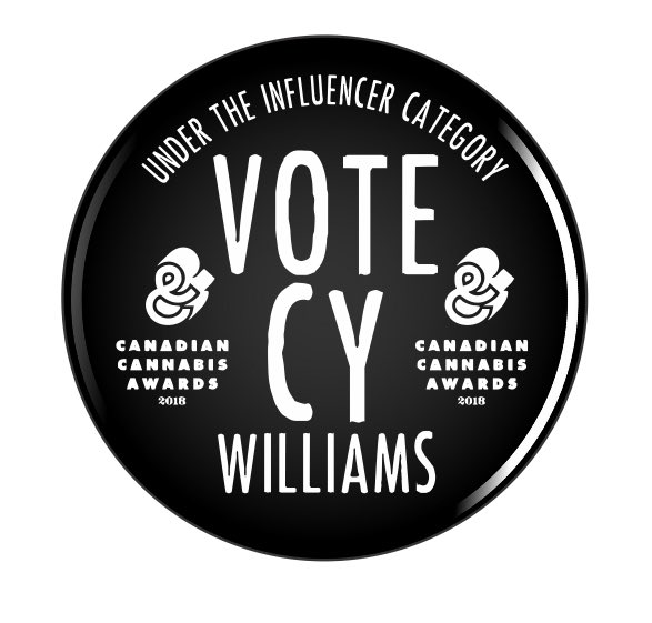 HighCanMagazine's tweet photo. Come on...You know you want an actual button. We know we want some made as well as #HighCanadaMagazine is 100% behind our editor @cyriljwilliams in the upcoming @liftandco #Canadiancannabisawards not only is it great for Cy it’s awesome for @CanadaHigh as well #voteforCy https://t.co/gRupb5He0n