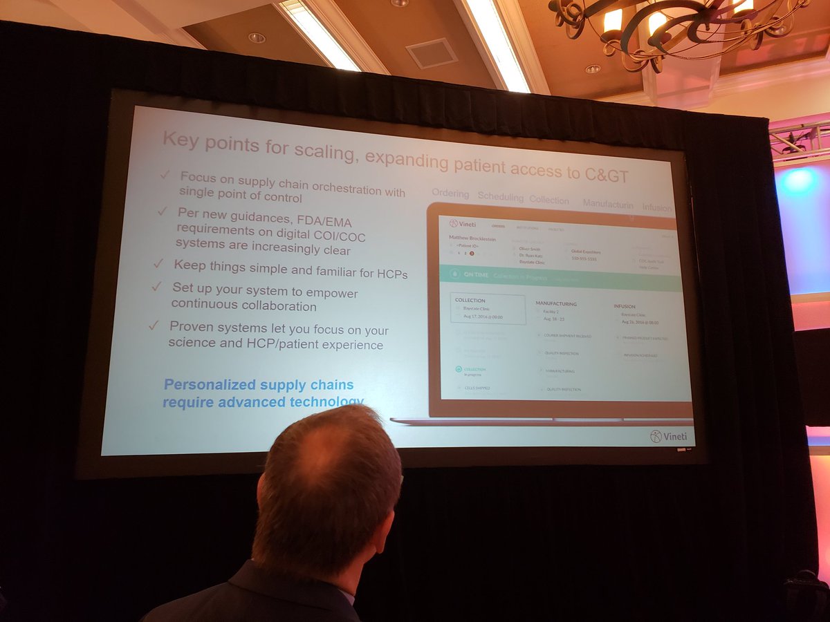 AmandaSani4's tweet photo. One of the coolest things about autologous cell tx (besides, ya know, survival benefit) is that companies like  @vinetiworks make dashboards where HCPs/patients can follow their cells along the manufacturing process. Domino's pizza tracker but for medicine! #mesa18 #Celltherapy https://t.co/XgLNJR7ywM