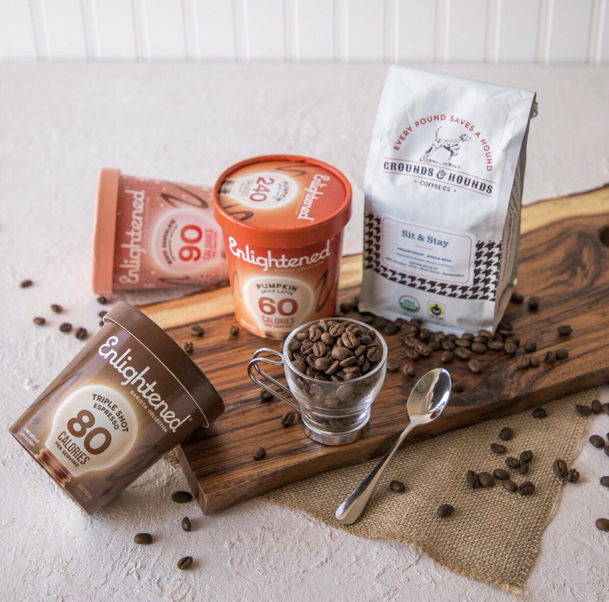 GroundsandHoun1's tweet photo. This #WorldAnimalDay we're teaming up w/ @eatenlightened to spread joy! 1 winner gets our Sunrise Rescue Gift Pack &amp; New Tumbler + 6 pints of Enlightened Barista Collection Ice Cream! RT &amp; follow both accounts to enter!
US only,18+. Winner announced 10/8. https://t.co/CvxO6dMnwa