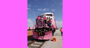 RailwayAge's tweet photo. @GETRANSPORT turns out #pink locomotive for Aussie ore train supporting #breastcancer treatment and research campaign.
https://t.co/KH4OYn4dlA #rail #freight #transportation #Australia https://t.co/U7VDpHrNmS