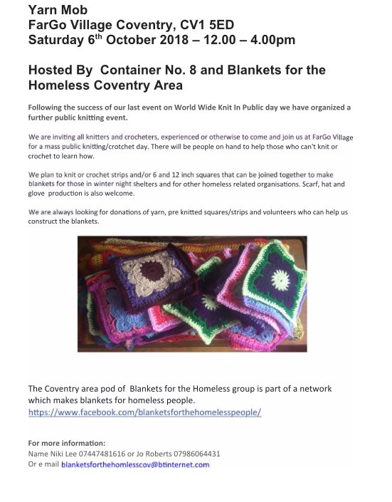 nikidlee1's tweet photo. #yarnmob #blanketsforthehomelesscov #knitting #crochet #social isolation #wellbeing #covhour https://t.co/IUCKFJrlBj