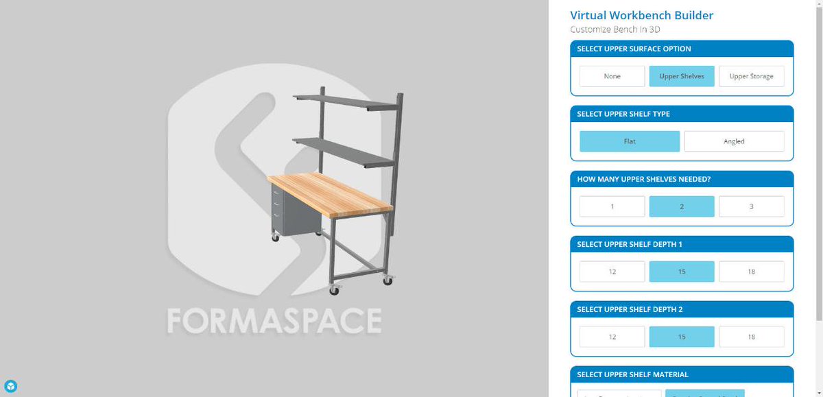 Formaspacecom's tweet image. Get real-time renderings of your furniture products using the NEW Virtual Workbench Builder by Formaspace, 3DConfigure. Head over to Formaspace to try it out today! #3dtool #customfurnituremanufacturer #websiteupdate #FSdesign #3drendering #customfurniture