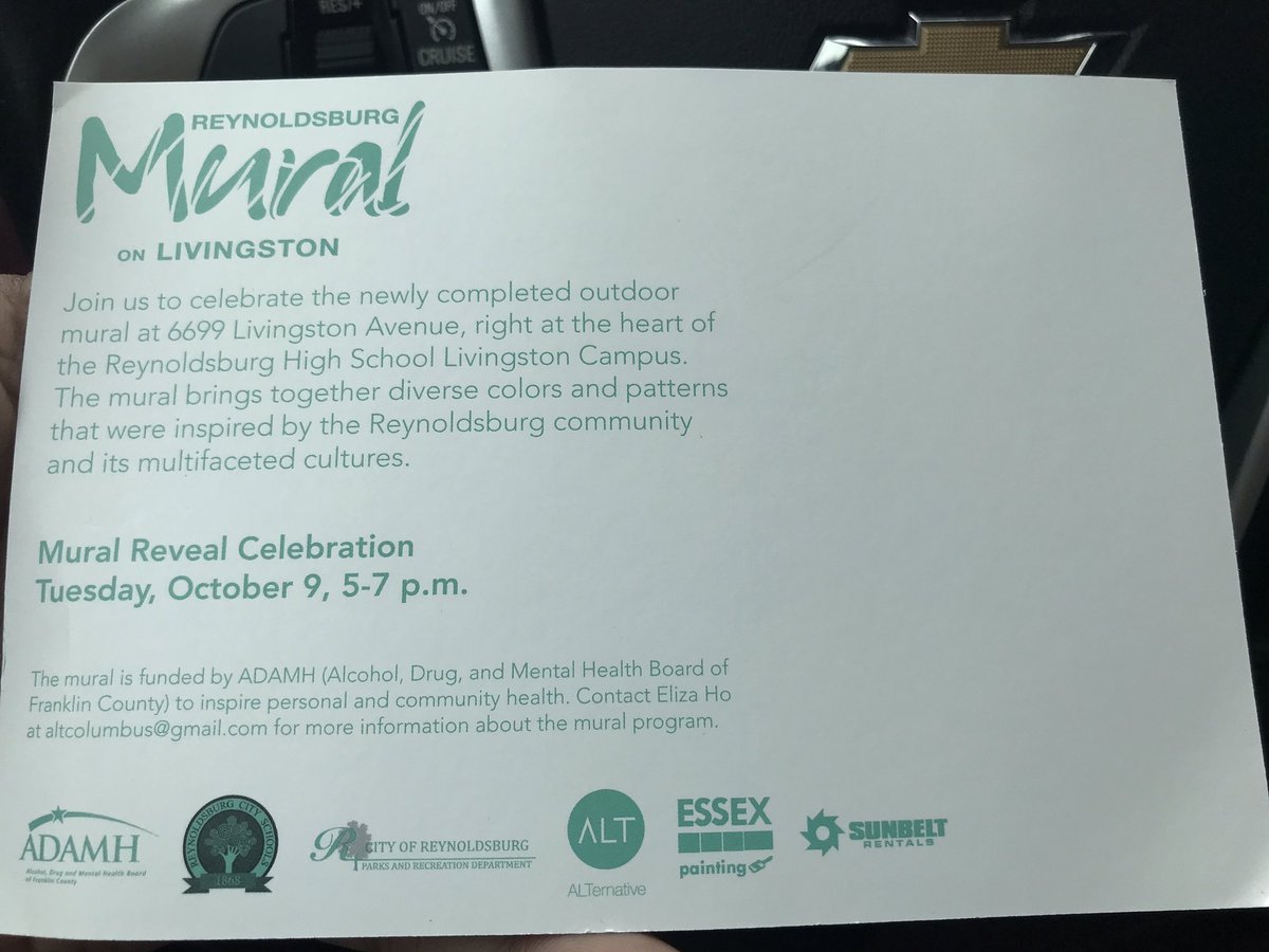 MrChiz_BELL's tweet photo. Finishing up with the final touches .. Mural Painting reveal Celebration , Tuesday Oct 9th 5-7pm at Reynoldsburg High school Livingston campus. All the community is welcome! #Adamh #ReynProud @ReynSchools #muralpainting #Liveinthemoment @REYNSupt @RHS_BELL @MrChiz_BELL https://t.co/PDhw8b6Npi