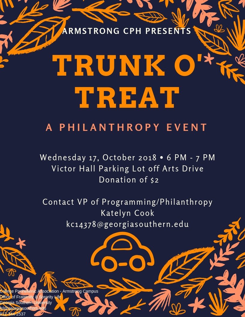 PanhellenicAsu's tweet photo. Come out and Trick O' Treat🎃 Decorate your trunk or come out and collect some candy🍬 https://t.co/J7VCd8Gcs7