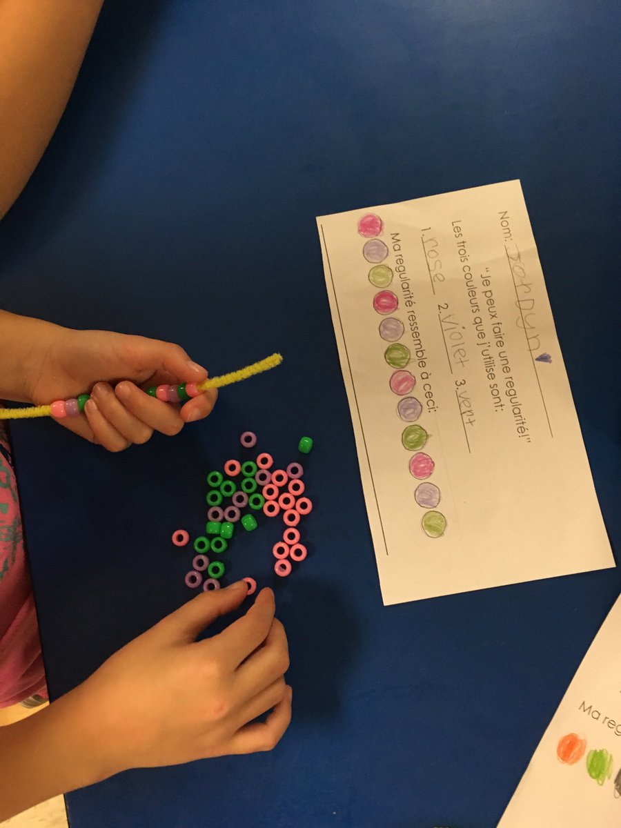 GomesMme's tweet photo. We made pattern bracelets! The students were so excited to show what they’ve learned about repeating patterns. @RoyalRoadElem https://t.co/p2PP5pOaG4