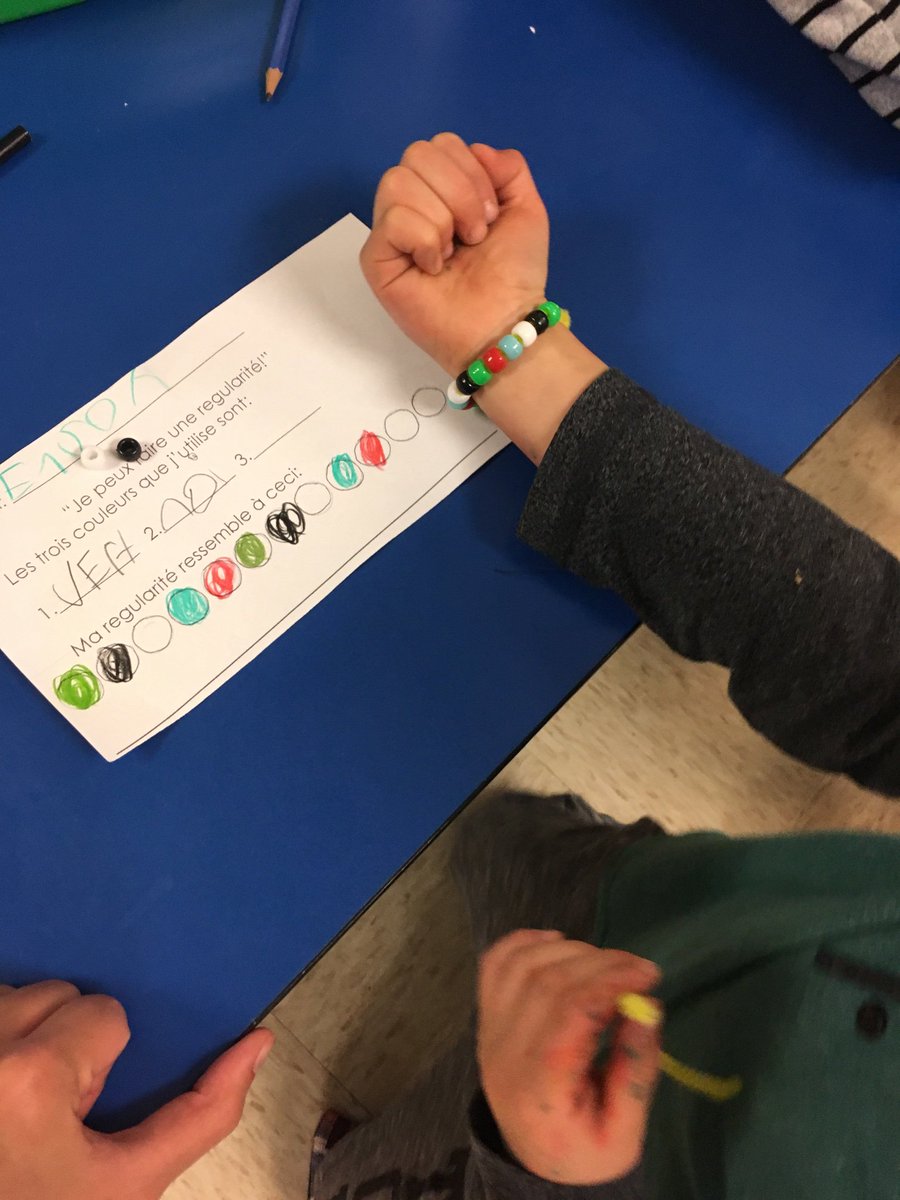 GomesMme's tweet photo. We made pattern bracelets! The students were so excited to show what they’ve learned about repeating patterns. @RoyalRoadElem https://t.co/p2PP5pOaG4
